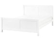 Bed White Rubber Wood EU King Size 5ft3 with Headboard Slatted Base Minimalistic Rustic Style Beliani