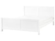 Bed White Rubber Wood EU Super King Size 6ft with Headboard Slatted Base Minimalistic Rustic Style Beliani