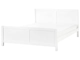 Bed White Rubber Wood EU Super King Size 6ft with Headboard Slatted Base Minimalistic Rustic Style Beliani