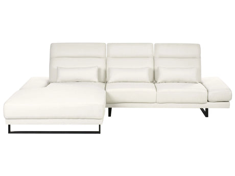 Right Hand Corner Sofa Off-White Polyester Upholstery Steel Legs Adjustable Armrests and Backrest Living Room Furniture Beliani