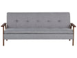 Sofa Bed Light Grey Fabric wirh Dark Wood Armrests Upholstered 3 Seater Click Clack Bed Wooden Frame Beliani