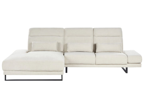 Right Hand Corner Sofa Light Beige Polyester Upholstery Steel Legs Adjustable Armrests and Backrest Living Room Furniture Beliani