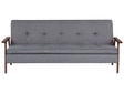 Sofa Bed Grey Fabric wirh Dark Wood Armrests Upholstered 3 Seater Click Clack Bed Wooden Frame Beliani