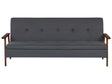 Sofa Bed Dark Grey Fabric wirh Dark Wood Armrests Upholstered 3 Seater Click Clack Bed Wooden Frame Beliani