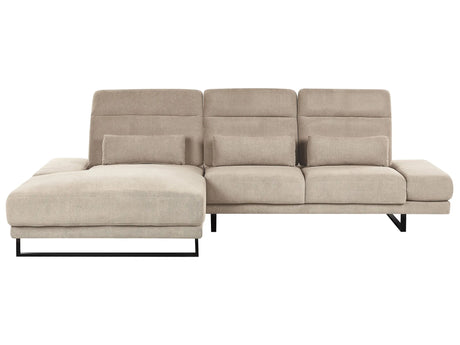 Right Hand Corner Sofa Taupe Polyester Upholstery Steel Legs Adjustable Armrests and Backrest Living Room Furniture Beliani