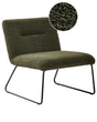 Accent Chair Dark Green Boucle Upholstery Wide Seat Vintage Design Black Metal Frame Beliani