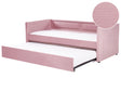 Trundle Bed Frame Pink Corduroy Upholstery EU Single Size 3ft Slatted Frame Nailhead Trim Glam Beliani