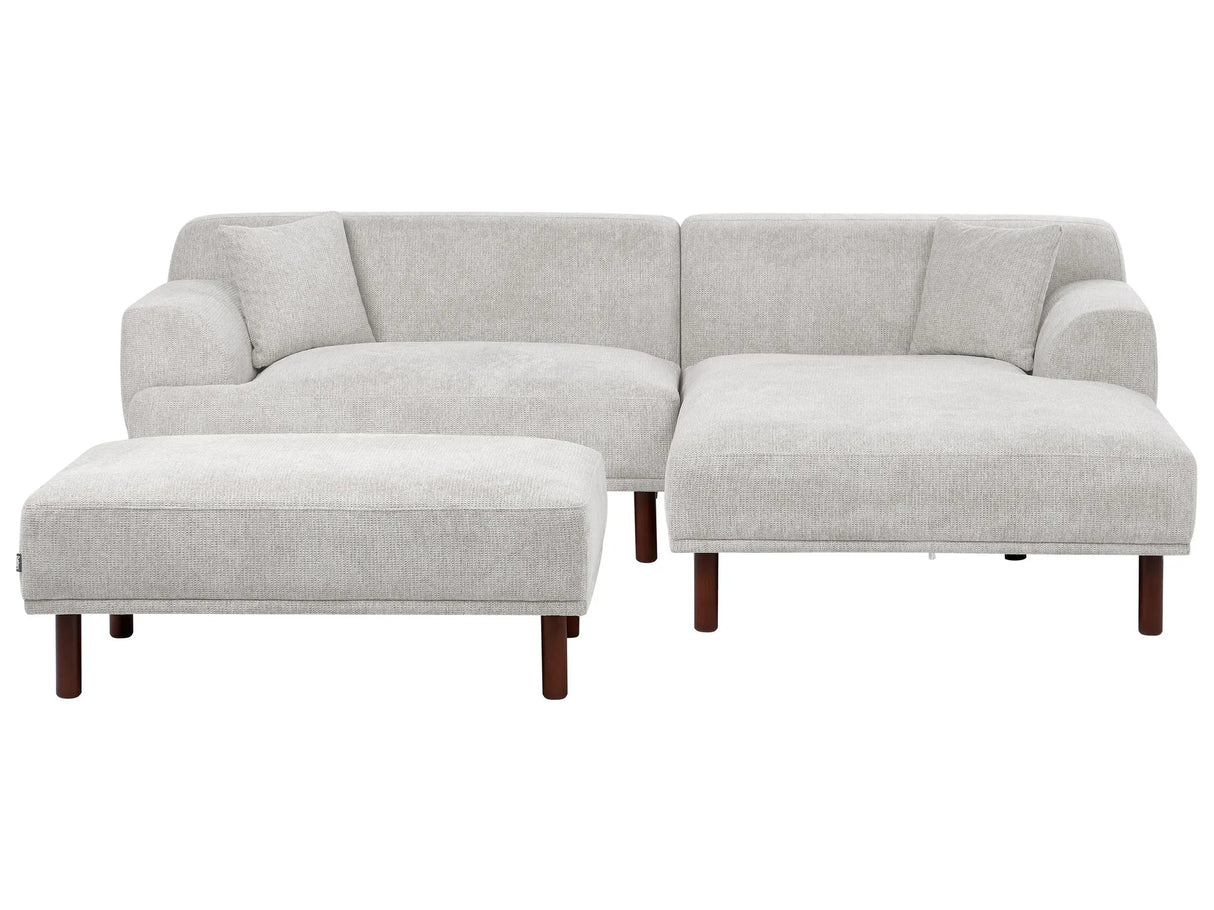 Left Hand Fabric Corner Sofa with Ottoman Light Grey Water-Repellent Upholstery 4-Seater Minimalistic Style Beliani