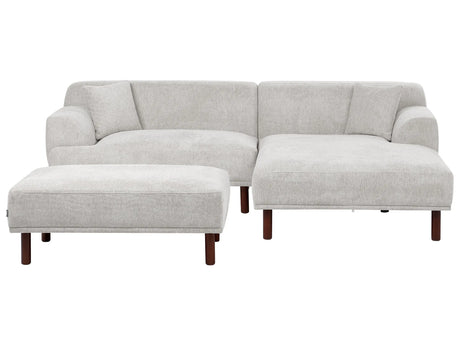 Left Hand Fabric Corner Sofa with Ottoman Light Grey Water-Repellent Upholstery 4-Seater Minimalistic Style Beliani