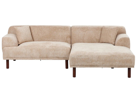 Left Hand Fabric Corner Sofa Beige Water-Repellent Upholstery 4-Seater Minimalistic Style Beliani
