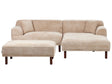 Left Hand Fabric Corner Sofa with Ottoman Beige Water-Repellent Upholstery 4-Seater Minimalistic Style Beliani