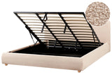 Storage Bed Beige Boucle Polyester Fabric EU Super King Size 6ft Minimalist Modern Design Ottoman Storage Beliani