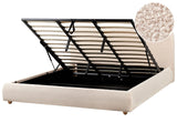 Storage Bed Light Beige Boucle Polyester Fabric EU Super King Size 6ft Minimalist Modern Design Ottoman Storage Beliani