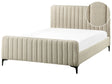 Bed Frame Beige Boucle EU Double Size 4ft6 Tufted Headboard Metal Legs Modern Design Beliani