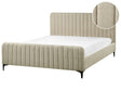 Bed Frame Beige Boucle EU King Size 5ft3 Tufted Headboard Metal Legs Modern Design Beliani