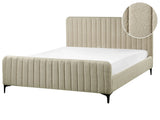 Bed Frame Beige Boucle EU King Size 5ft3 Tufted Headboard Metal Legs Modern Design Beliani