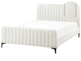 Bed Frame Off White Boucle EU Double Size 4ft6 Tufted Headboard Metal Legs Modern Design Beliani