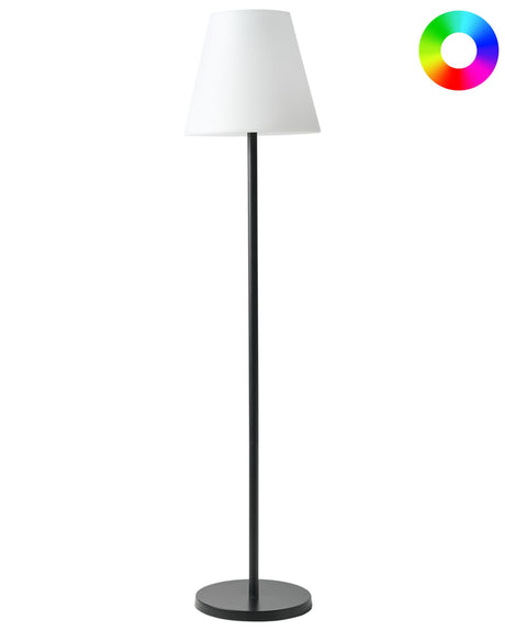 Outdoor LED Floor Solar Lamp Black White Synthetic Material Iron Base IP54 Waterproof with Remote Control Garden Patio Lighting Solution Beliani