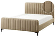 Bed Frame Taupe Boucle EU Double Size 4ft6 Tufted Headboard Metal Legs Modern Design Beliani