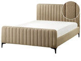 Bed Frame Taupe Boucle EU Double Size 4ft6 Tufted Headboard Metal Legs Modern Design Beliani