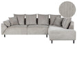 Corner Sofa Light Grey Corduroy Fabric Cushions Metal Black Legs Retro Design Pillowed Backrest Beliani