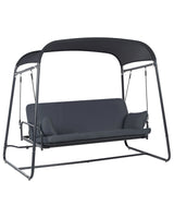 Patio Swing Dark Grey Mesh Steel Frame 3 Seater Outdoor Water Repellent Beliani