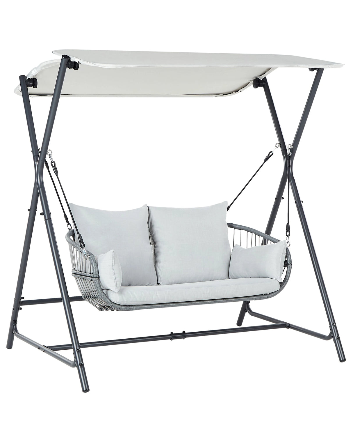 Patio Swing Light Grey Steel Frame 2 Seater Outdoor Water-Repellent Beliani