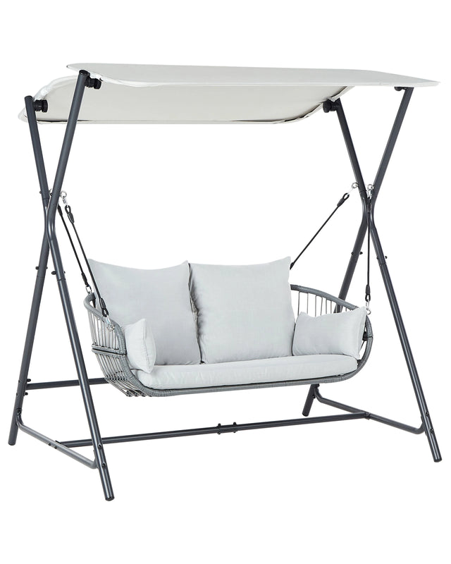 Patio Swing Light Grey Steel Frame 2 Seater Outdoor Water-Repellent Beliani