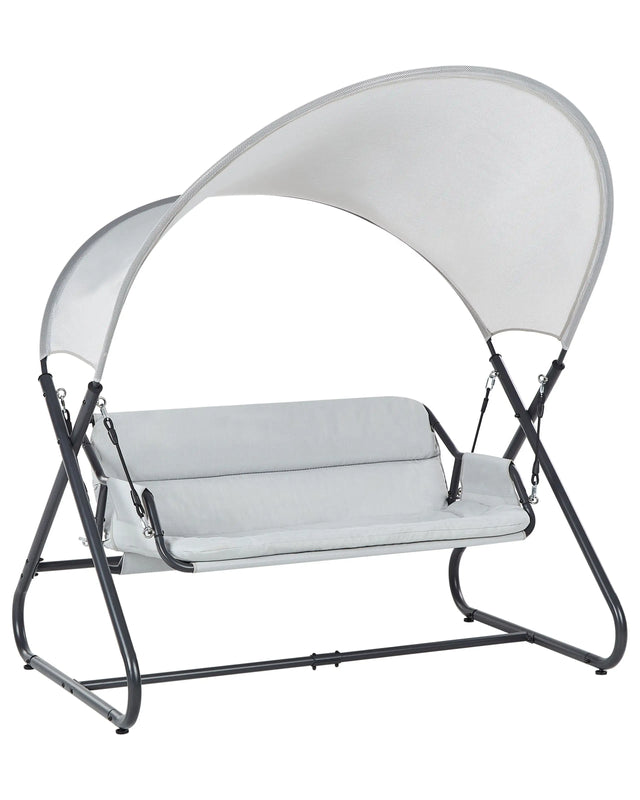 Patio Swing Light Grey Steel Frame 3 Seater Outdoor Water-Repellent Beliani