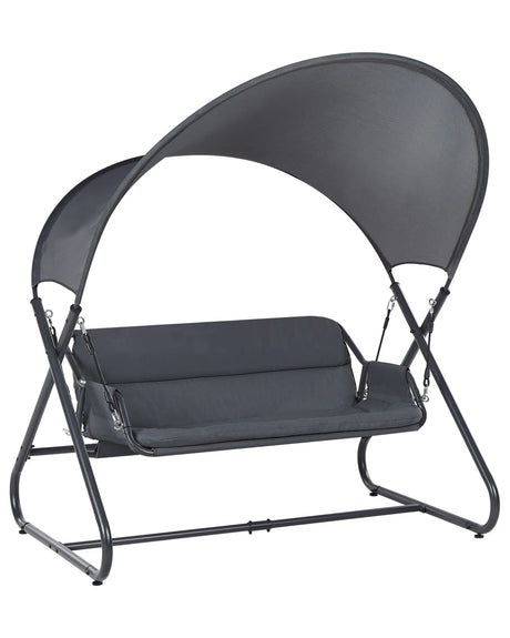 Patio Swing Dark Grey Steel Frame 3 Seater Outdoor Water-Repellent Beliani