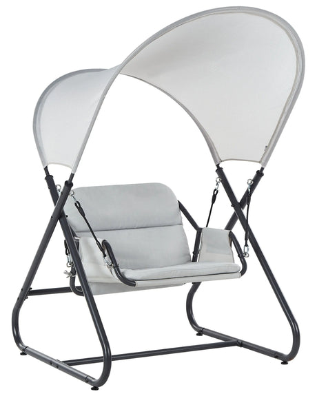 Patio Swing Light Grey Steel Frame 1 Seater Outdoor Water-Repellent Beliani