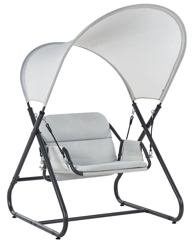 Patio Swing Light Grey Steel Frame 1 Seater Outdoor Water-Repellent Beliani