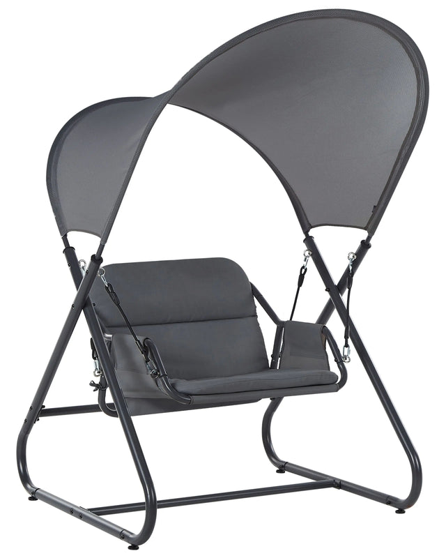 Patio Swing Dark Grey Steel Frame 1 Seater Outdoor Water-Repellent Beliani
