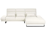 Left Hand Corner Sofa Off-White Polyester Upholstery Steel Legs Adjustable Armrests and Backrest Living Room Furniture Beliani