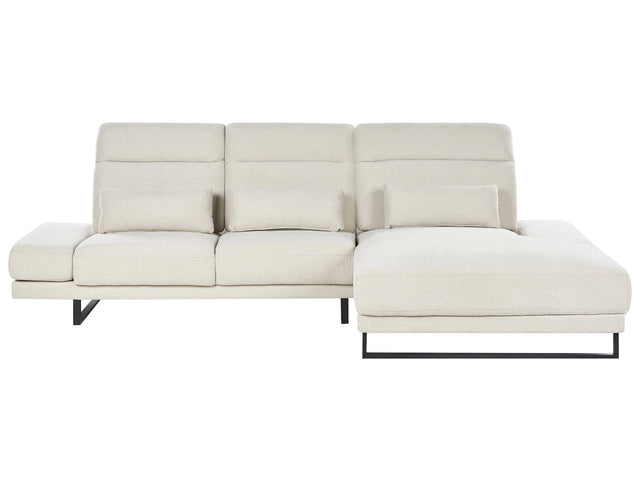 Left Hand Corner Sofa Light Beige Polyester Upholstery Steel Legs Adjustable Armrests and Backrest Living Room Furniture Beliani