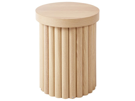 Side Table Light Wood Tabletop Round Small Living Room Furniture Beliani