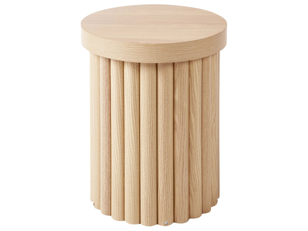 Side Table Light Brown Tabletop Round Small Living Room Furniture Beliani
