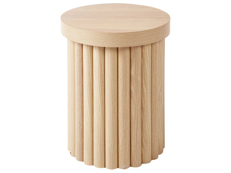 Side Table Light Brown Tabletop Round Small Living Room Furniture Beliani
