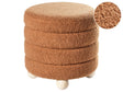 Pouffe Golden Brown  Boucle Teddy Upholstery Pine Wood Legs Footstool Home Accessories Living Room Beliani