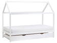 Kids House Trundle Bed White Pine Wood EU Single Size 3ft Slatted Base Bed for Toddler Modern Nursery Beliani