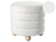 Pouffe Off-White Teddy Boucle Upholstery Pine Wood Legs Footstool Home Accessories Living Room Beliani