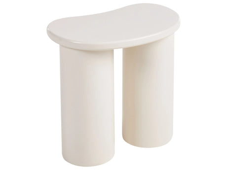 Side Table White Tabletop Kidney Shape Double Base Living Room Furniture Beliani