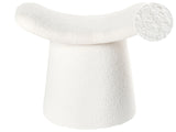 Pouffe Off-White Boucle Teddy Upholstery Foam Filling Footstool Home Accessories Living Room Beliani