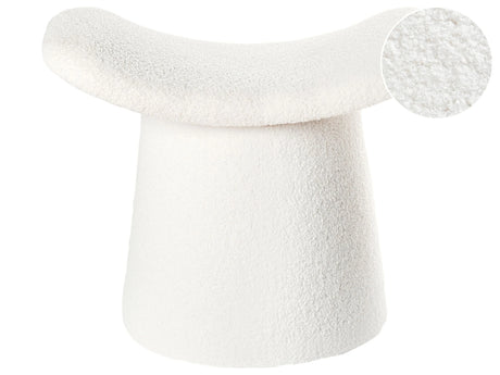 Pouffe Off-White Boucle Teddy Upholstery Foam Filling Footstool Home Accessories Living Room Beliani
