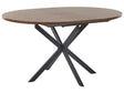 Extending Dining Table Dark Wood Black MDF Top Metal Legs 10/140 x 110 cm Round 4 Seater Beliani