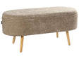 Bench Light Brown Chenille Fabric Upholstery Pine Wood Legs with Storage Bedroom Living Room Accessory Beliani
