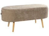Bench Light Brown Chenille Fabric Upholstery Pine Wood Legs with Storage Bedroom Living Room Accessory Beliani