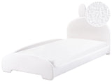 Bed Beige Off-White Boucle Upholstered Frame Headrest 3ft EU Single Size Bedroom Kids Room Modern Traditional Beliani