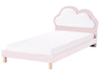 Bed Pink and White Velvet Upholstered Frame Headrest 3ft EU Single Size Bedroom Kids Room Modern Traditional Beliani