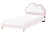 Bed Pink and White Velvet Upholstered Frame Headrest 3ft EU Single Size Bedroom Kids Room Modern Traditional Beliani